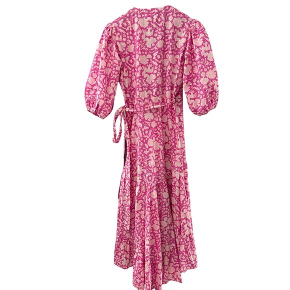 SZ Blockprints Haze Full Wrap Dress Eva Pink Size Small - Picture 5 of 12